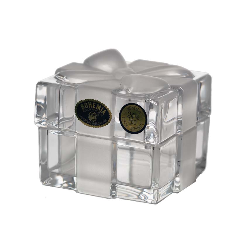 Bombonieră din cristal forma "Cutie cadou", 7,2 cm