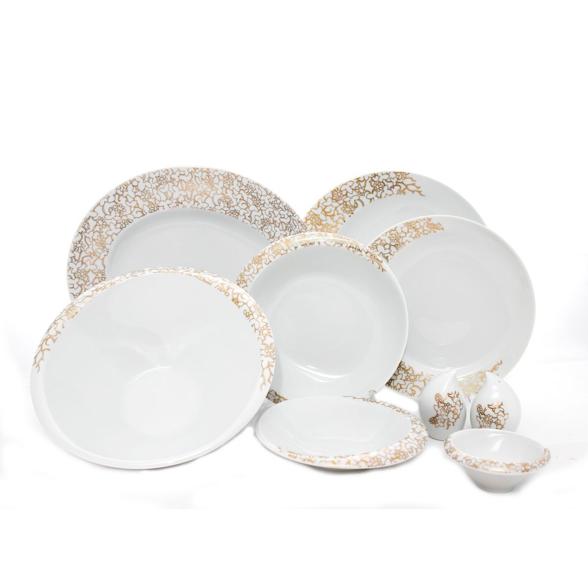 FUTURE FLORAL decor aur – Serviciu de masă porțelan Bohemia – 12 persoane (44 piese)