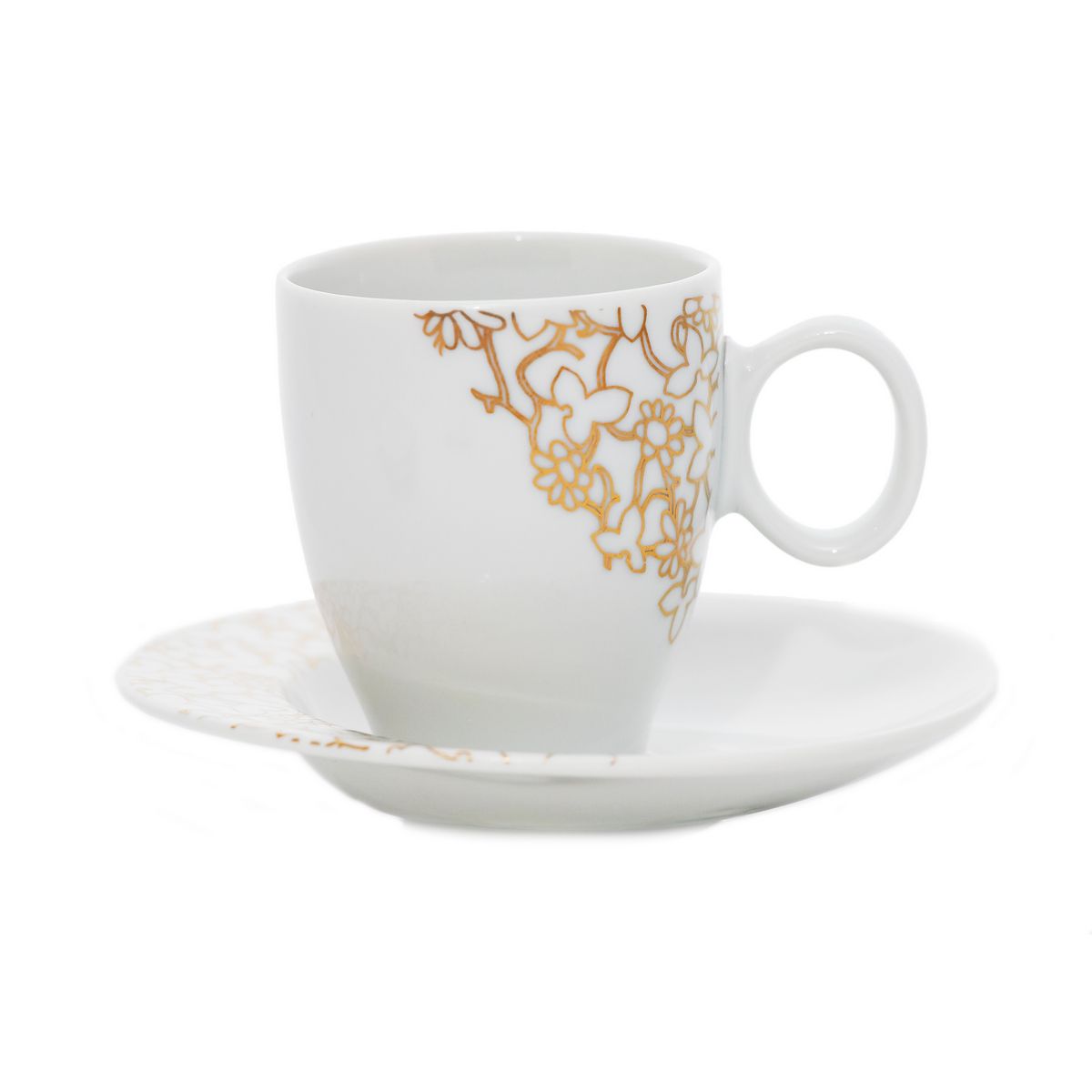 FUTURE FLORAL decor aur – Serviciu de cafea porțelan Bohemia 100 ml, 6 persoane (12 piese)