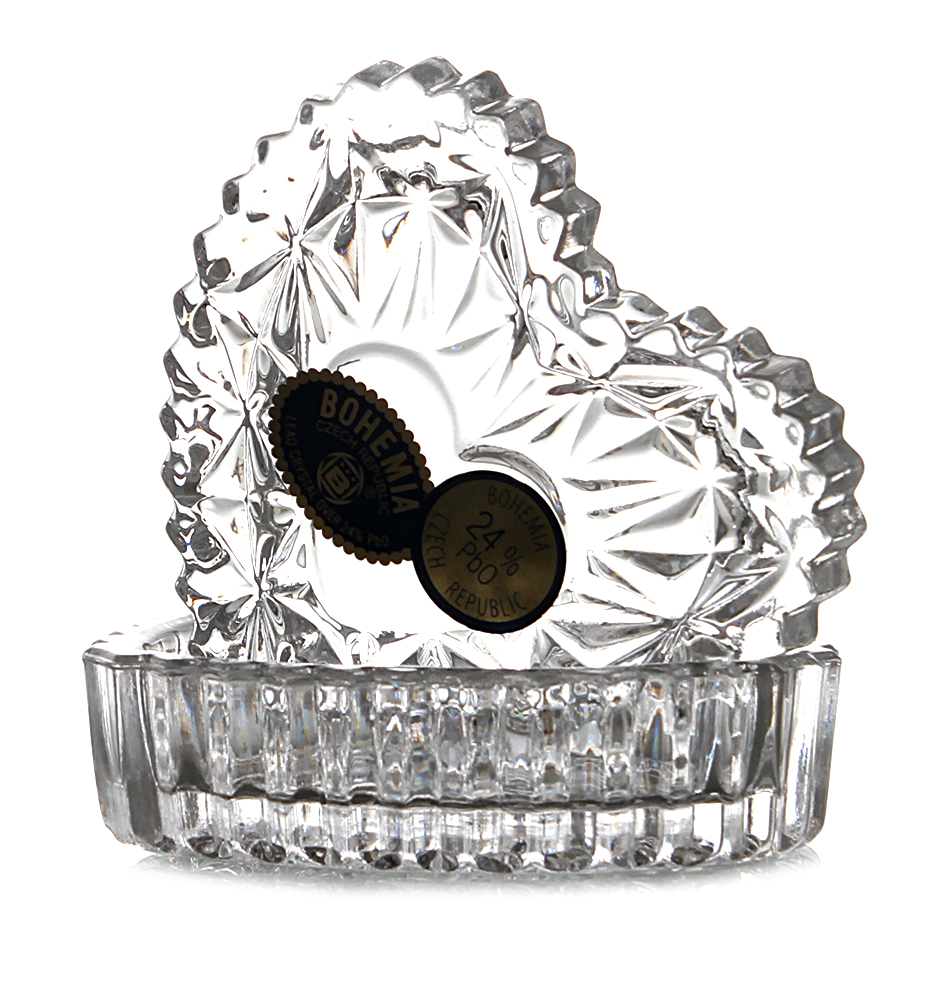 Casetă de bijuterii din cristal "Inimioară", 6,5 cm