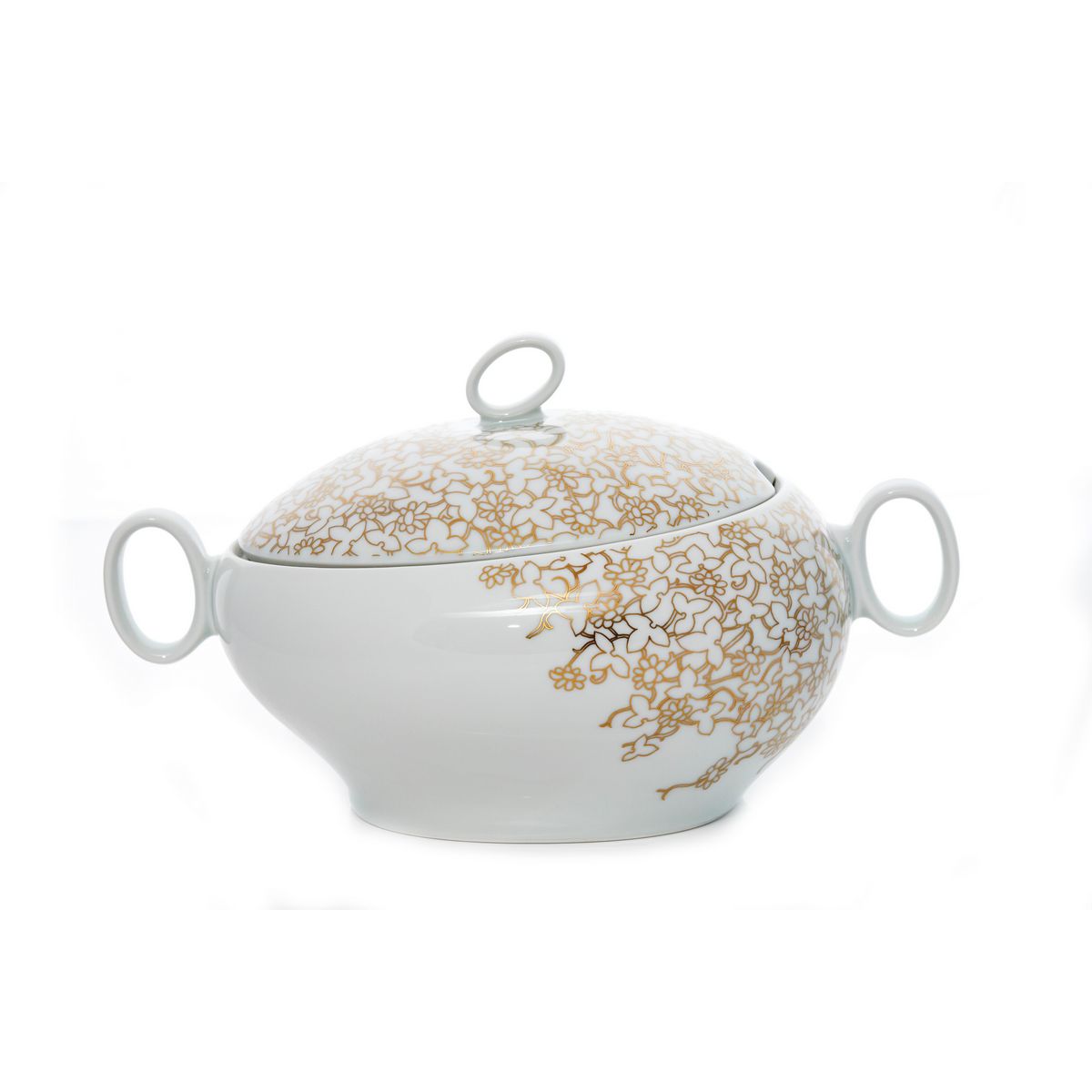 FUTURE FLORAL decor aur – Supieră din porțelan Bohemia cu capac, 2,7 l