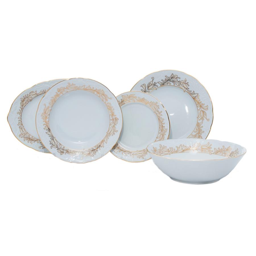 TULIP decor Aur – Serviciu de masă porțelan Bohemia – 6 persoane (20 piese)