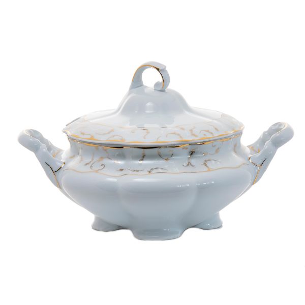 VIVIEN DECOR AUR – Supieră din porțelan cu capac, 2,8 l