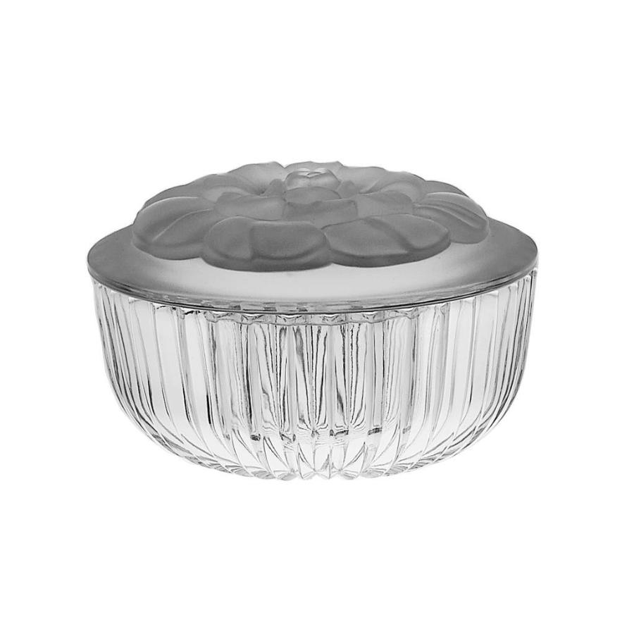 Bombonieră din cristal Bohemia capac SATINAT model "Floare"