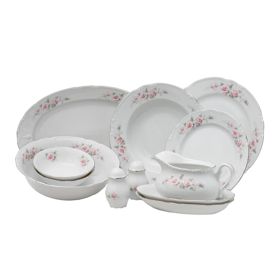 CONSTANCE decor FLORAL – Serviciu de masă porțelan Bohemia – 12 persoane (45 piese)