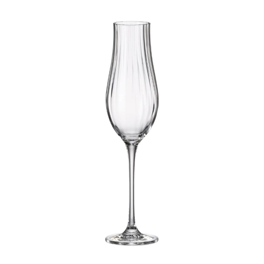 LIMOSA OPTIC – Set 6 pahare de șampanie din sticlă cristalină Bohemia, 300 ml