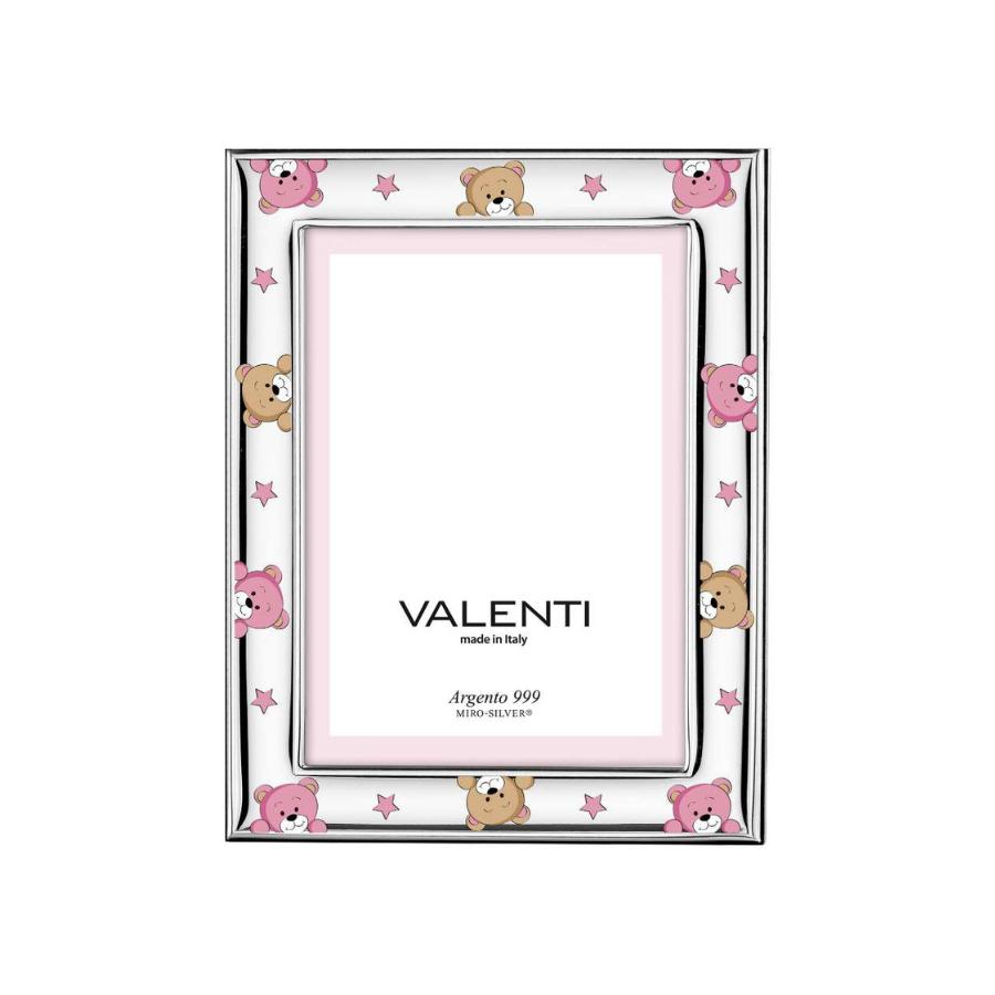 Ramă foto din argint "Bebe" 13 × 18 cm – Ursuleți Roz Noapte Buna