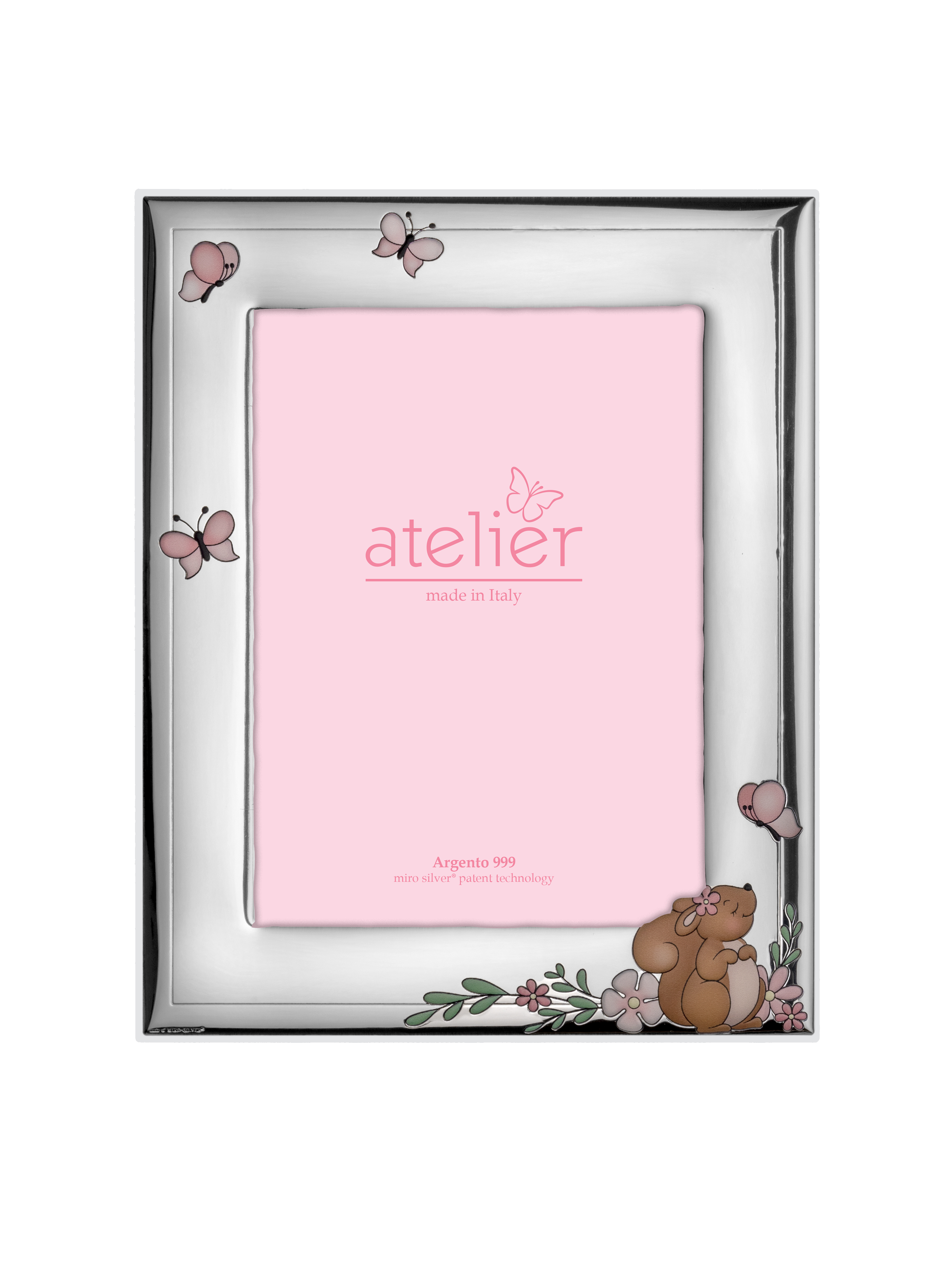Ramă foto din argint Veverita Roz 9 × 13 cm