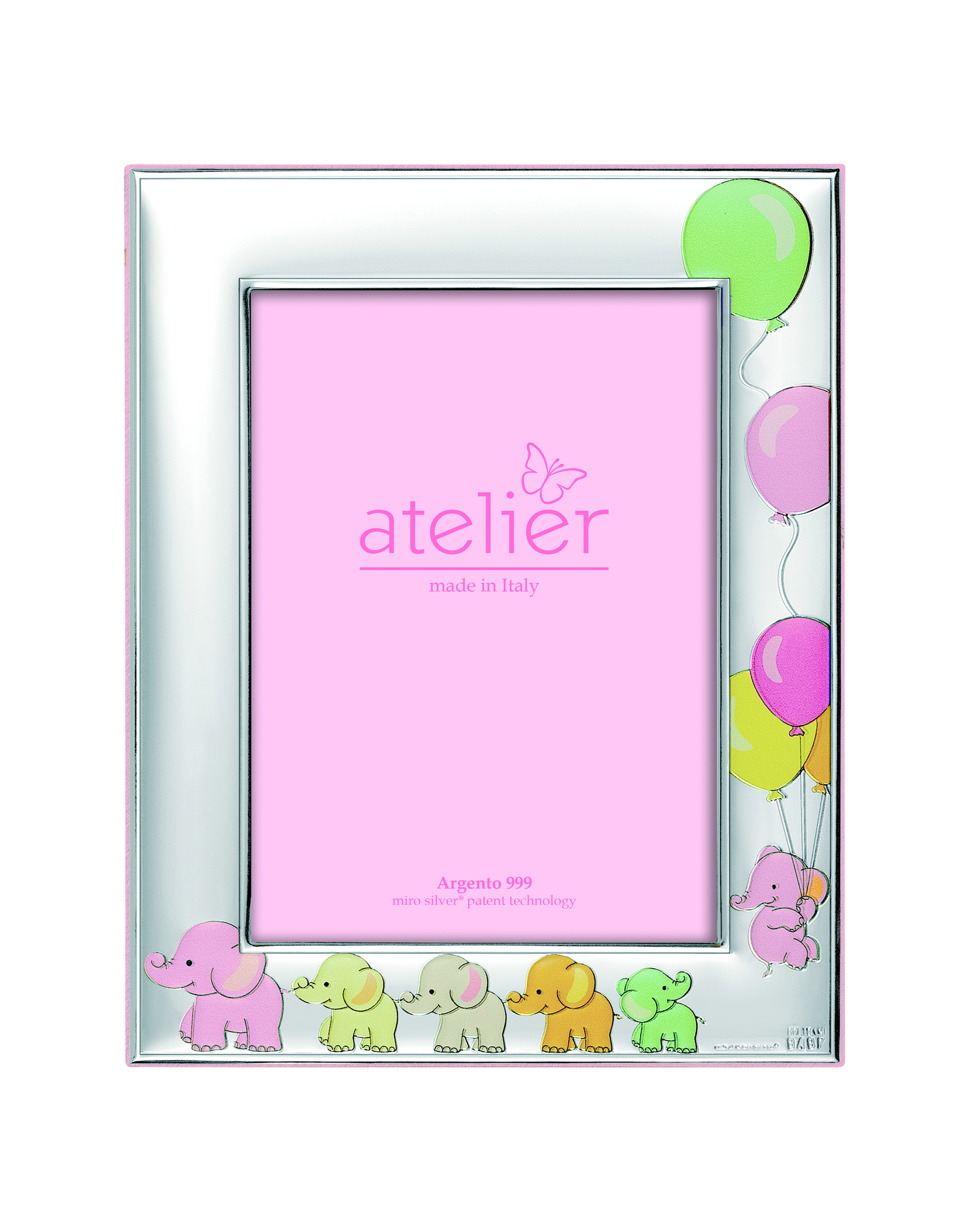 Ramă foto din argint Bebe Elefant Roz 13 × 18 cm