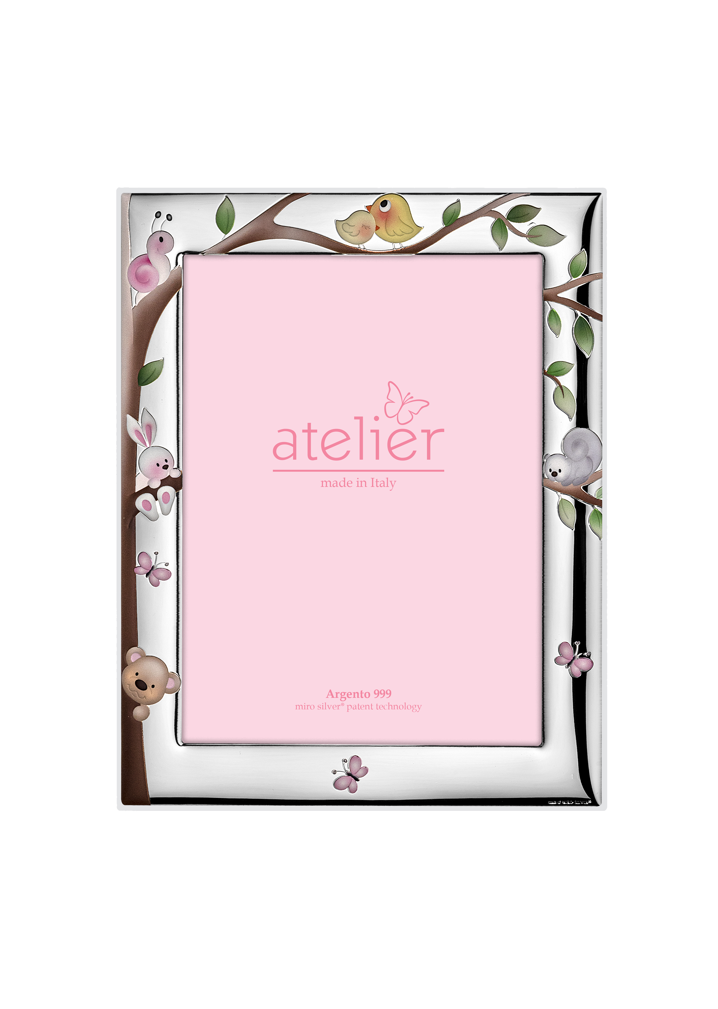Ramă foto din argint Bebe Padure Roz 13 × 18 cm