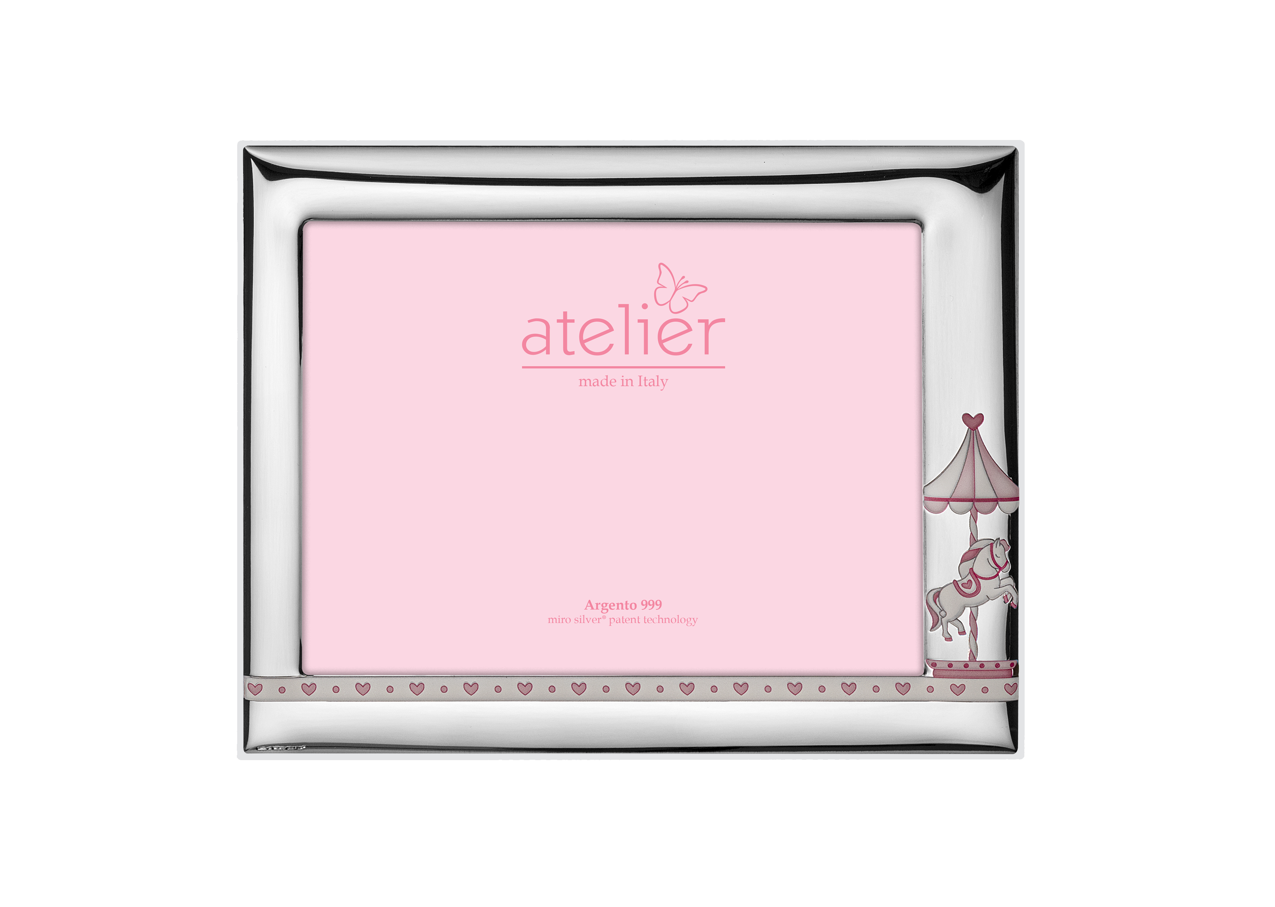 Ramă foto din argint Bebe Carusel Roz 13 × 18 cm