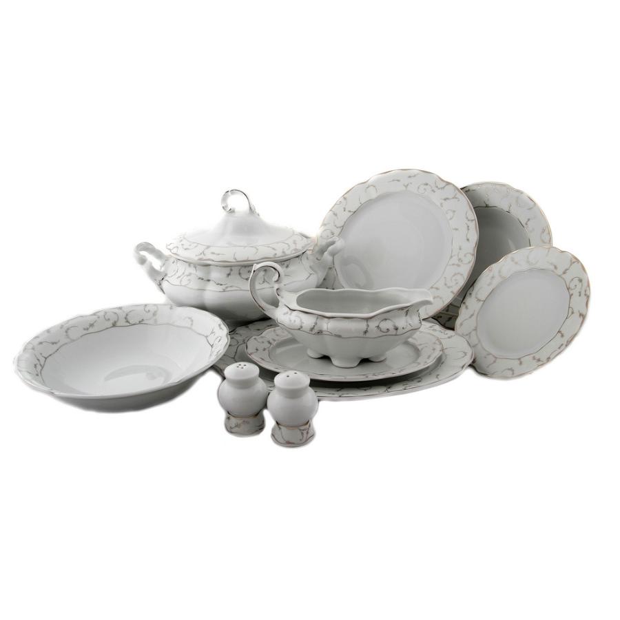VIVIEN decor ARGINT – Serviciu masă din porțelan, 12 persoane (44 piese)