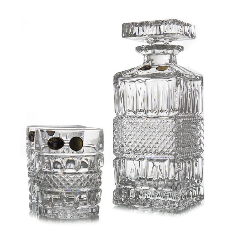 BRITTANY – Set de whisky din cristal Bohemia, 7 piese (6 pahare + decantor)