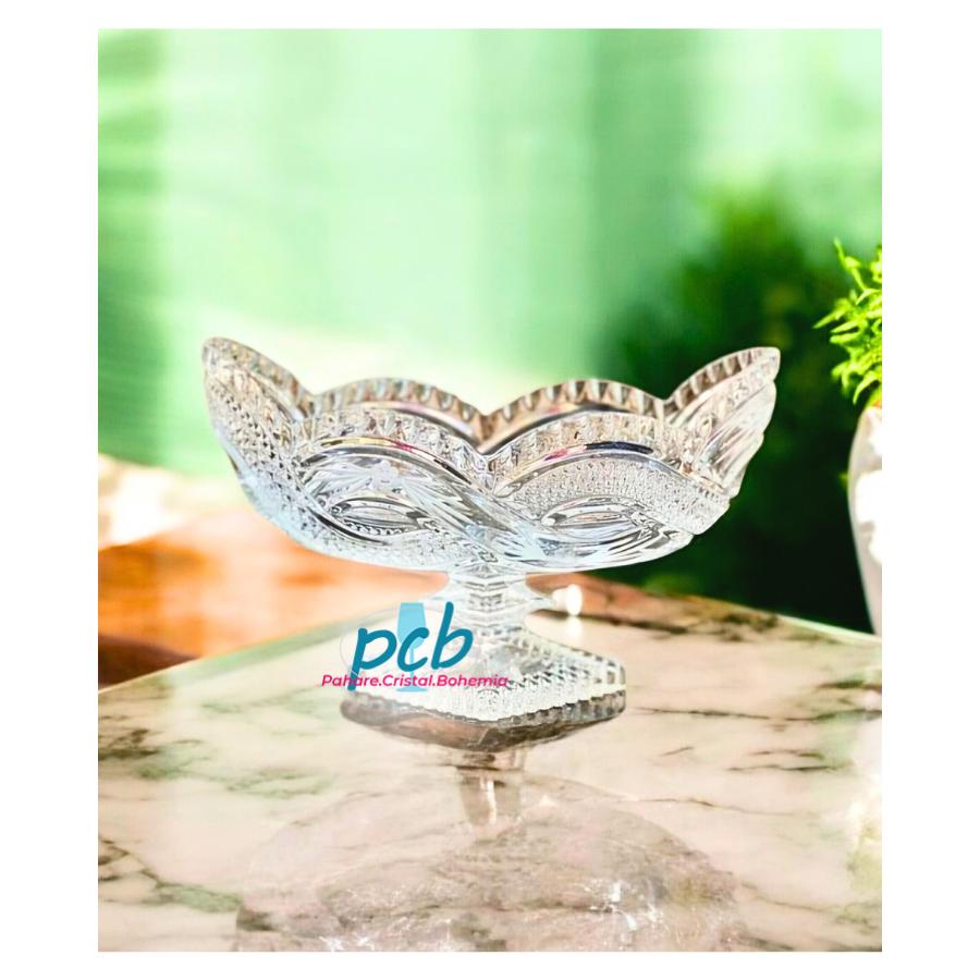 Fructieră din cristal Bohemia cu picior, 31 cm