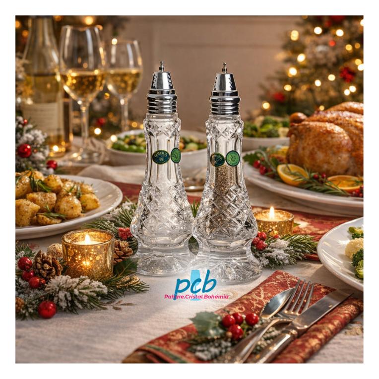 Set 2 solnițe pentru sare/piper din cristal Bohemia