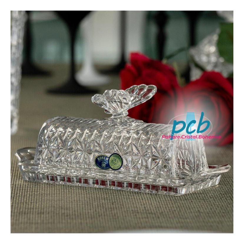 Untieră din cristal Bohemia "Fluture", 20,5 cm