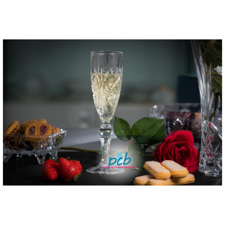 PINWHEEL – Set 6 pahare de șampanie din cristal Bohemia, 180 ml