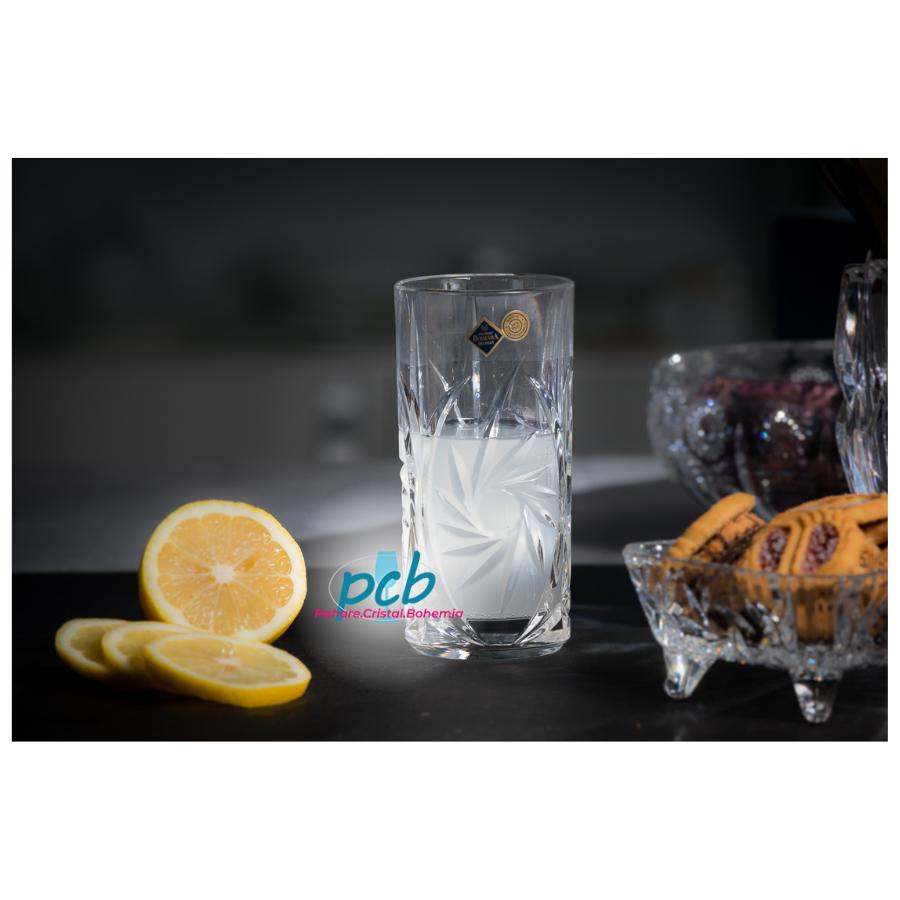 PINWHEEL – Set 6 pahare pentru apă/suc din cristal Bohemia, 370 ml