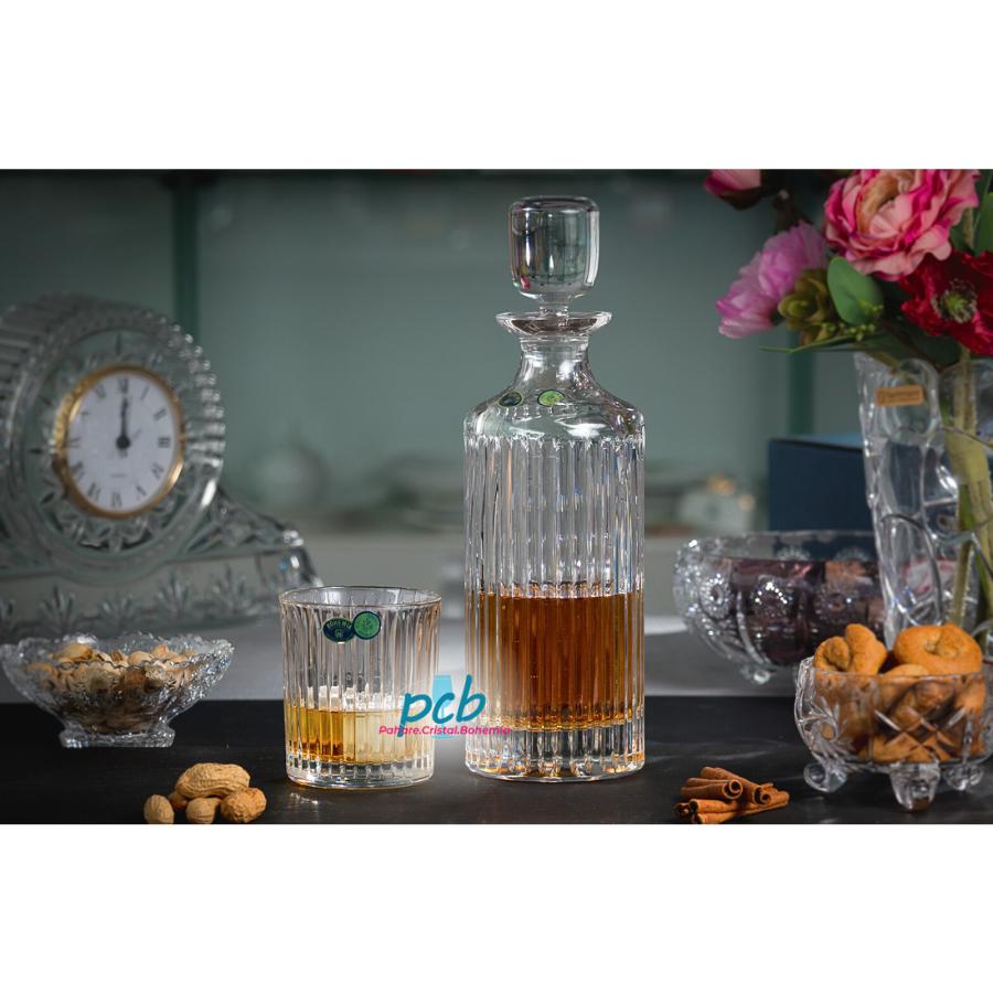 SKYLINE Set 7 piese cristal Bohemia whisky (6 pahare + – Decantor din cristal