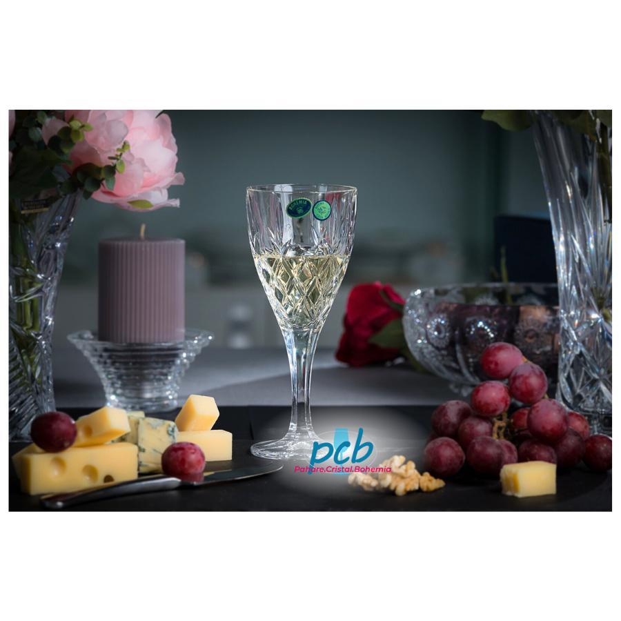 BRIXTON – Set 6 pahare de vin din cristal Bohemia, 320 ml