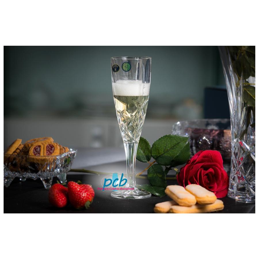 BRIXTON – Set 6 pahare de șampanie din cristal Bohemia, 180 ml