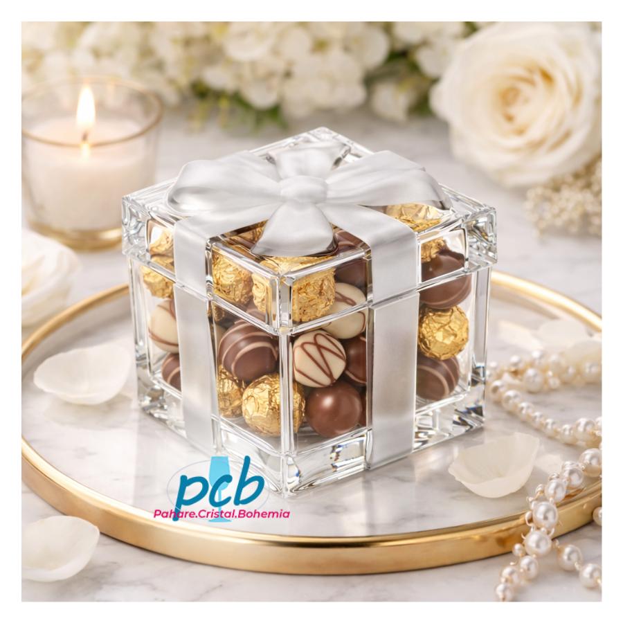 Bombonieră din cristal "CADOU", 11,5 cm