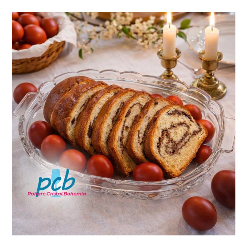 Platou din cristal Bohemia oval, 46 cm