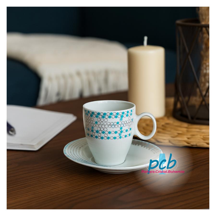 FUTURE decor argint – Serviciu de cafea porțelan Bohemia 100 ml, 6 persoane (12 piese)