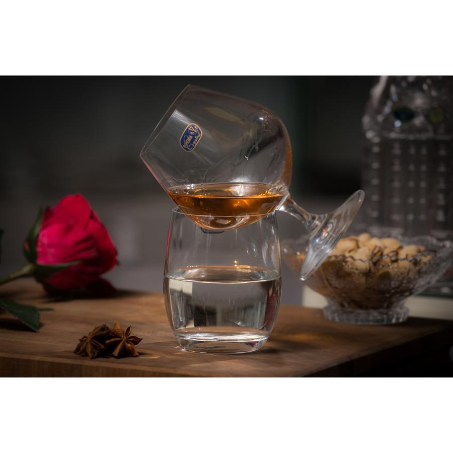 SYLVIA - Set 6 pahare sticla cristalina cognac 400 ml