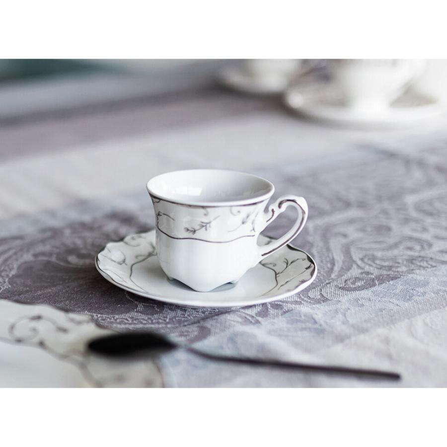 VIVIEN decor ARGINT – Serviciu de cafea din porțelan 100 ml, 6 persoane (12 piese)