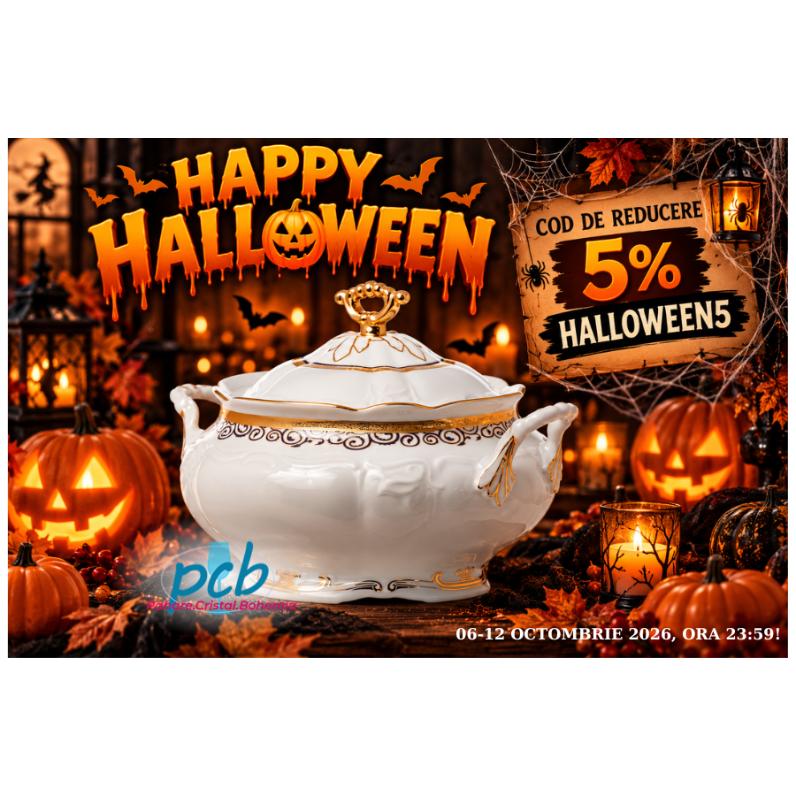 MARIE LOUISE decor Aur – Supieră de porțelan Bohemia cu capac, 3,5 l