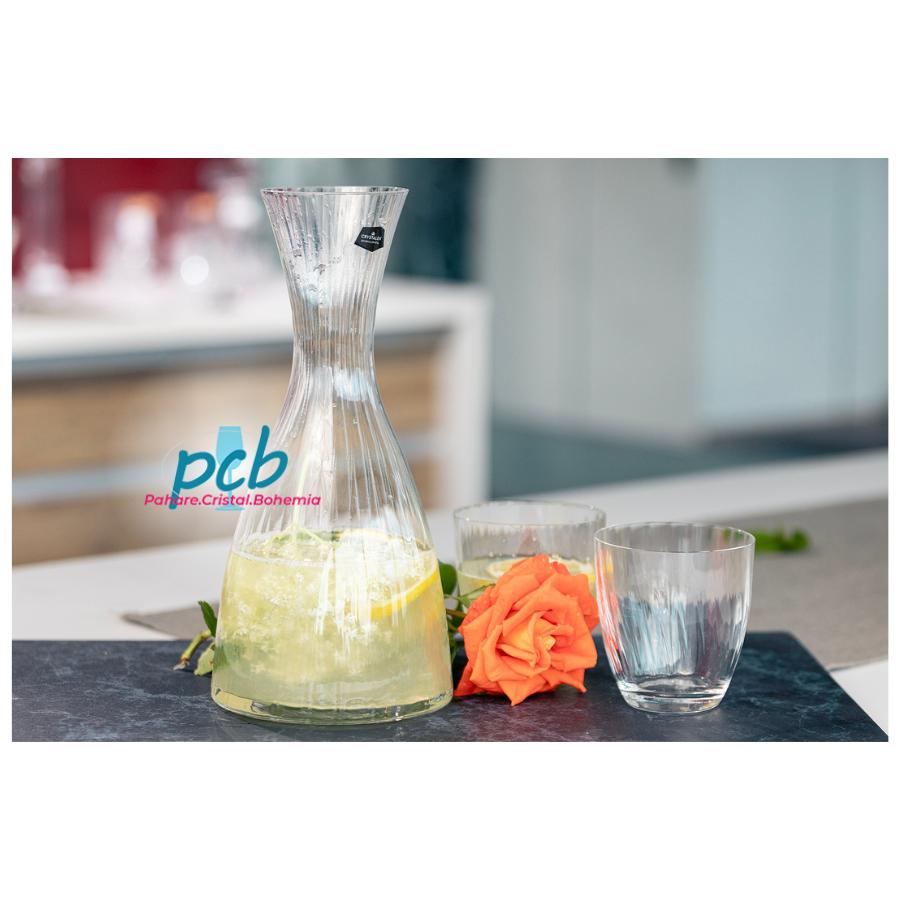 KATE OPTIC – Set limonadă din sticlă cristalină Bohemia, 3 piese (2 pahare + decantor)