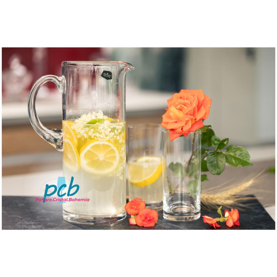 Set 7 piese sticlă cristalină Bohemia bauturi racoritoare (6 pahare + carafa)