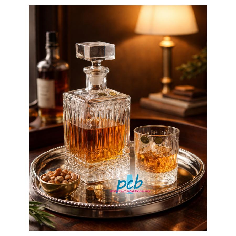 WINDSOR – Set de whisky din cristal Bohemia, 7 piese (6 pahare + decantor)