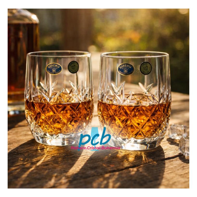 BRIXTON – Set 6 pahare de whisky din cristal Bohemia, 380 ml