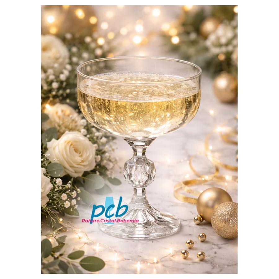 STERNA – Set 6 pahare de șampanie din sticlă cristalină Bohemia, 200 ml