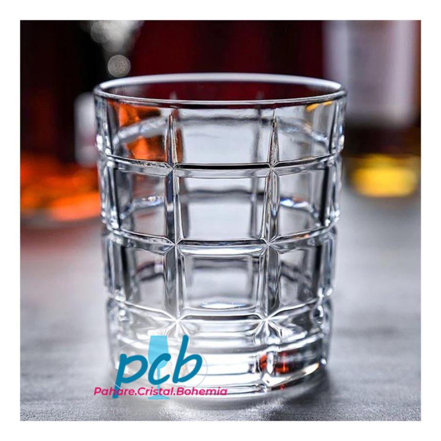 SQUARE – Set 6 pahare de whisky din cristal Bohemia, 320 ml