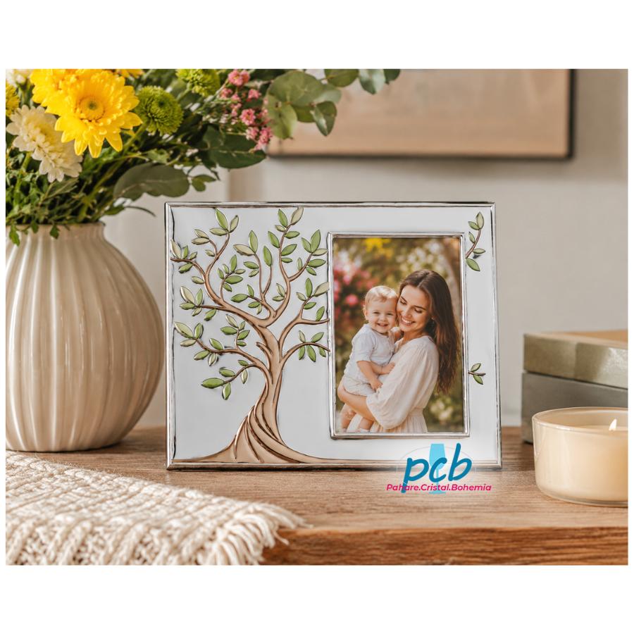 Ramă foto din argint 10 × 15 cm Pomul Vieții Color