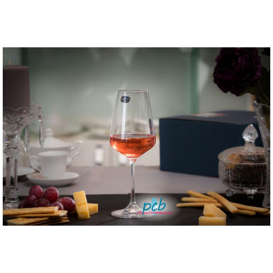SANDRA – Set 6 pahare de vin din sticlă cristalină Bohemia, 350 ml