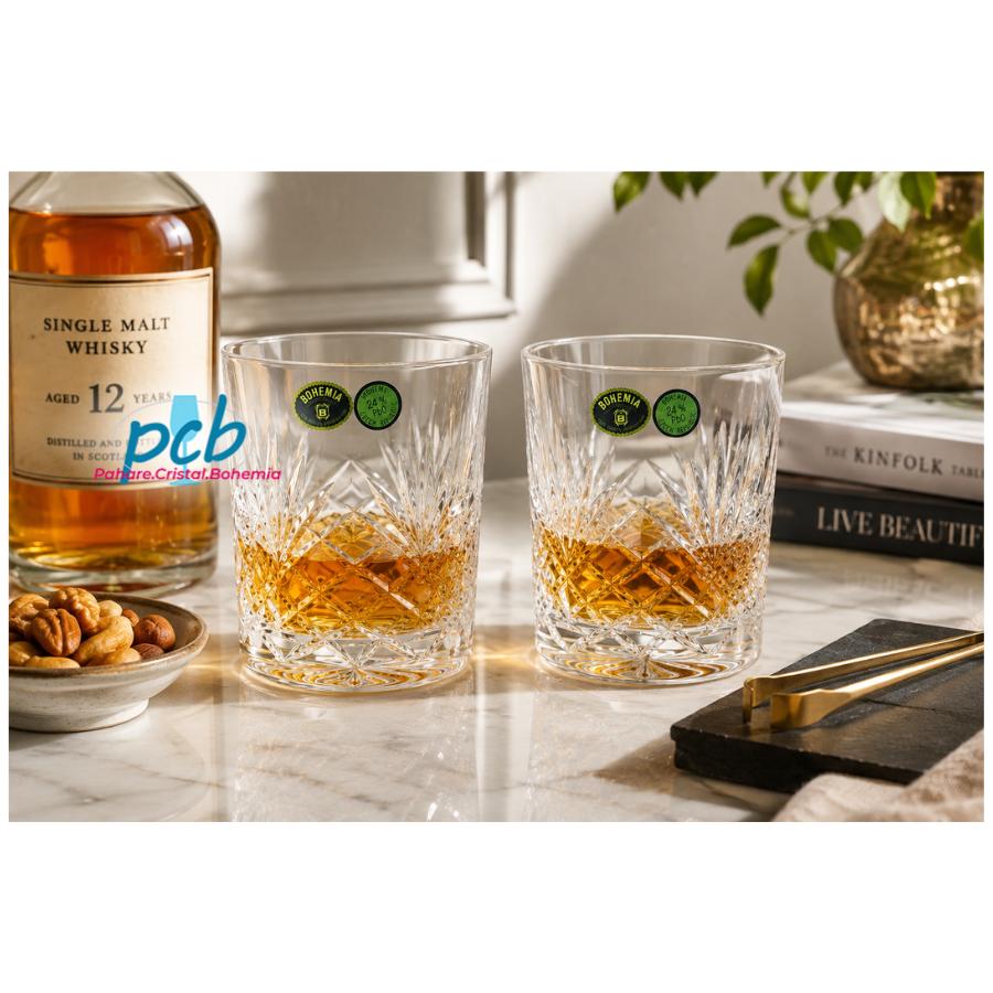 Set 6 pahare de whisky din cristal Bohemia, 270 ml