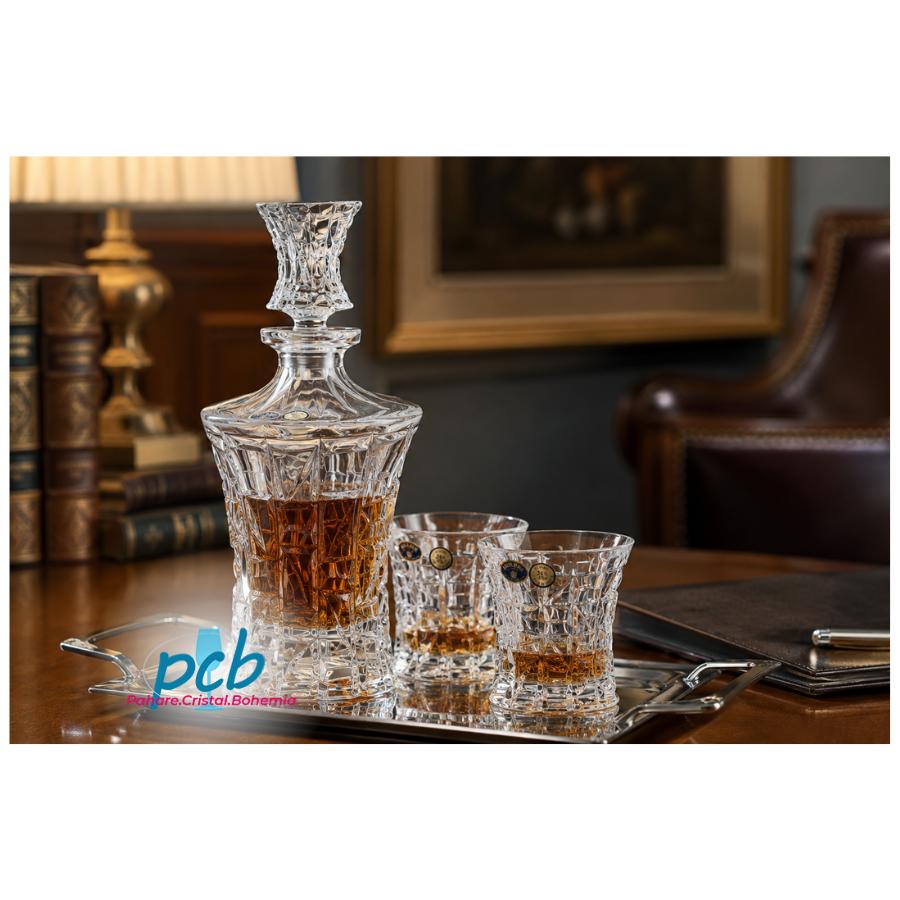 PATRIOT – Set de whisky din cristal Bohemia, 3 piese (2 pahare + decantor)