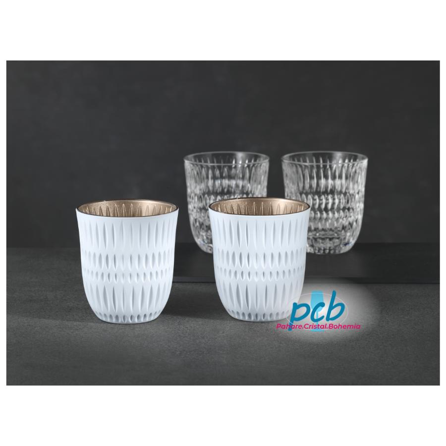ETHNO WHITE/GOLD – Set 2 pahare de whisky din sticlă cristalină Nachtmann, 235 ml