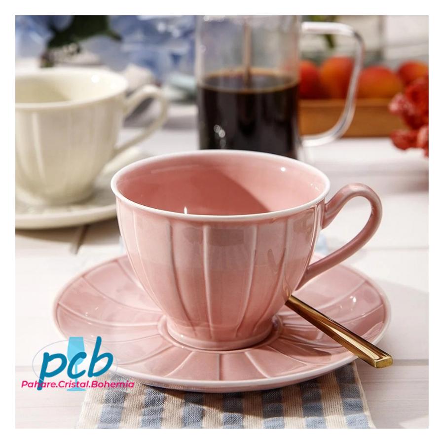 OCTAVIA CORAL – Serviciu de ceai/cafea din portelan 250 ml - 6 persoane (12 piese)