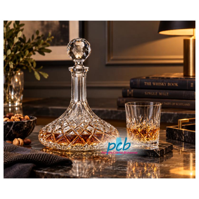 ANGELA – Set de whisky din cristal Bohemia, 7 piese (6 pahare + decantor)