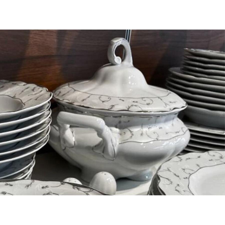 VIVIEN decor ARGINT – Supieră din porțelan cu capac, 2,8 l