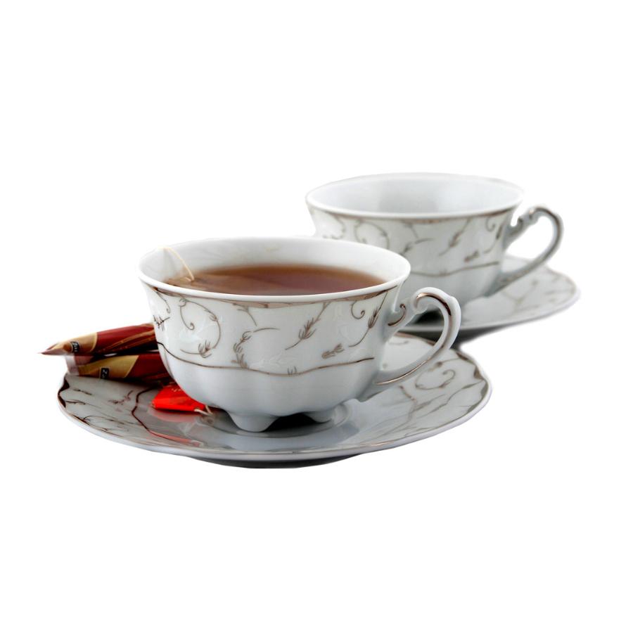 VIVIEN decor ARGINT – Serviciu de ceai din porțelan 220 ml, 6 persoane (12 piese)