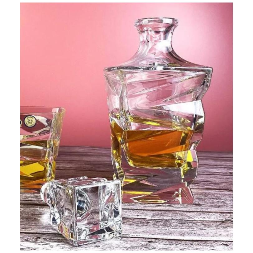 ZIG ZAG – Decantor de whisky din cristal Bohemia, 750 ml