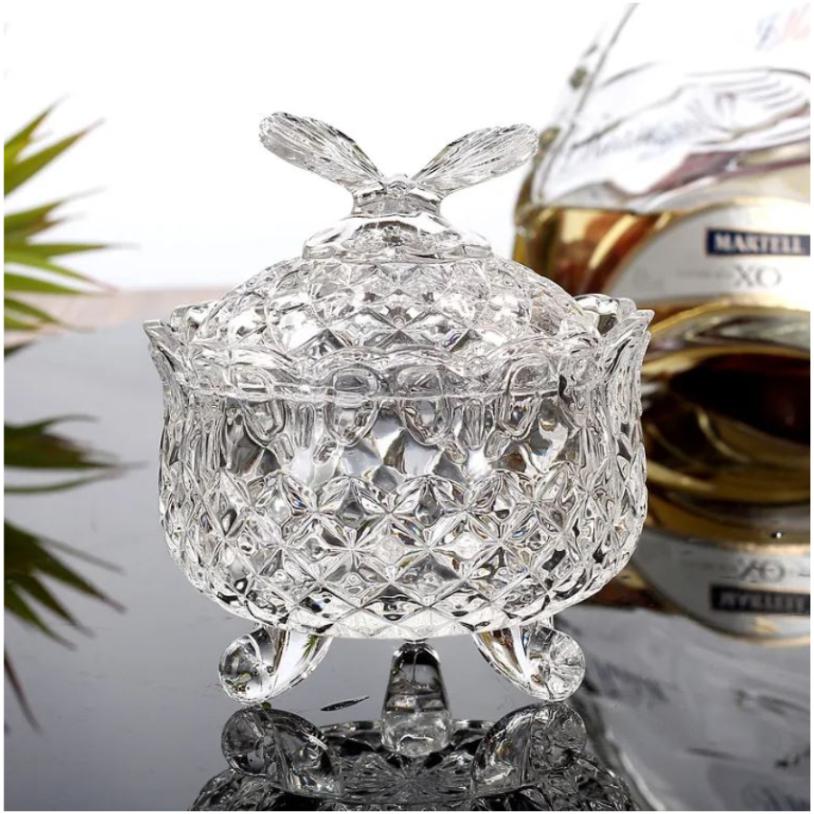 Bombonieră din cristal Bohemia "Fluture", 13,5 cm